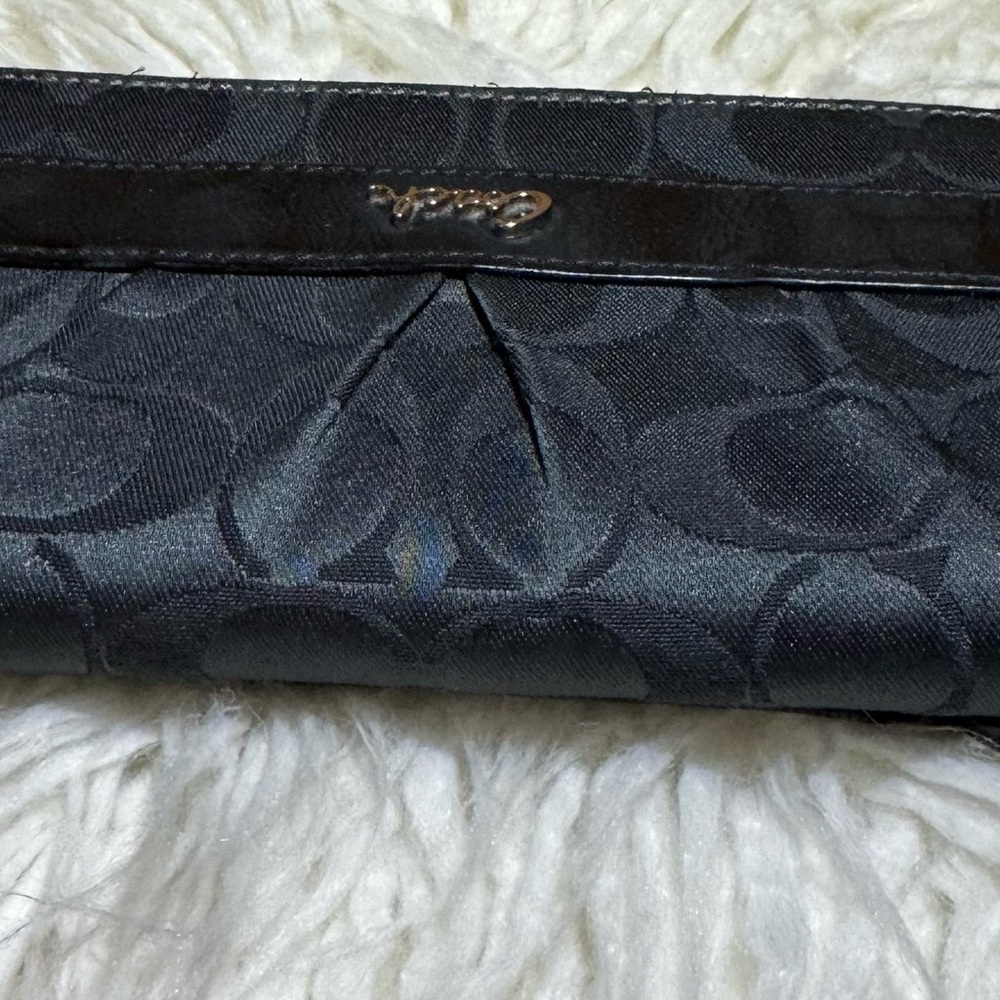 Vintage Coach Black Jacquard Leather Wallet Clutch - Picture 7 of 11